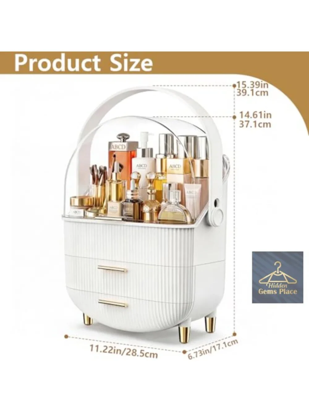 Makeup Organizer with Drawers - Acrylic Cosmetic Storage Case with Cover